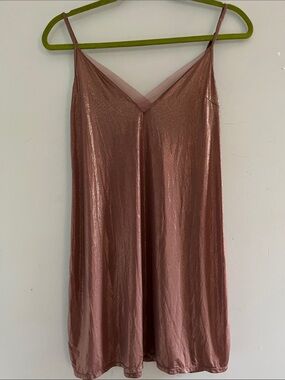 Victoria's Secret Rose Gold Metallic Slip Mini Skirt